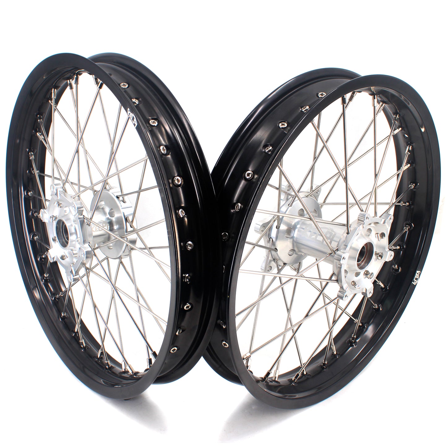 KELPI SUZUKI 19" Flat Track Racing wheel set Black Rim Silver Hub