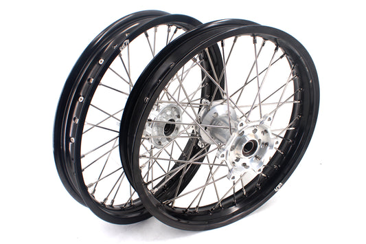 KELPI SUZUKI 19" Flat Track Racing wheel set Black Rim Silver Hub